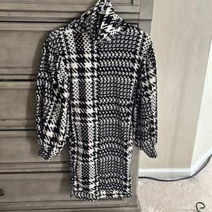Checkered turtle neck sweater dress